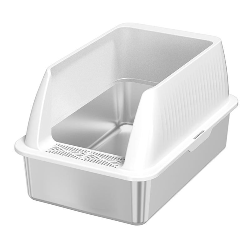 Heighten Pet Cat Litter Box Anti-splash Stainless Steel+ABS Cat Toilet Heighten Pet Cat Litter Box Anti-splash Stainless Steel+ABS Cat Toilet